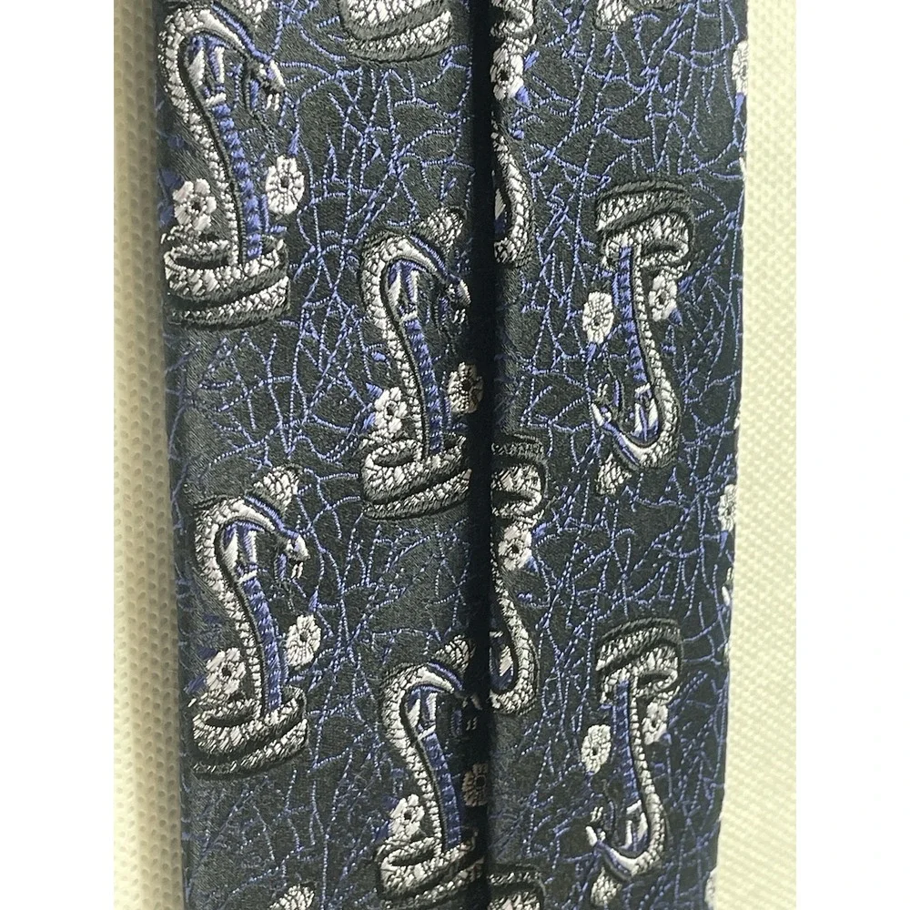 Ed Hardy by Christian Audigier Cobra Design Tie Black Blue Sparkling Necktie